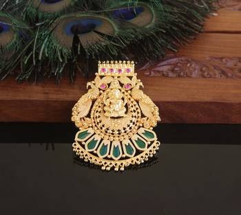 Kerala style gold plated palakka temple pendant 2