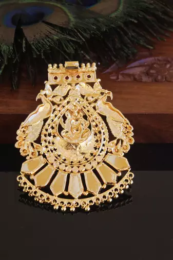 Kerala style gold plated palakka temple pendant