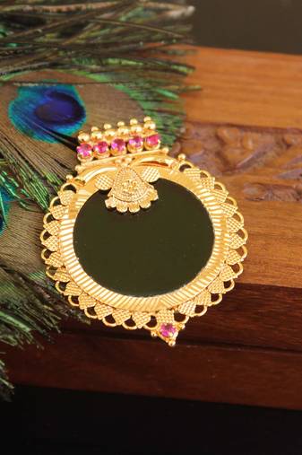 Kerala style gold plated palakka pendant