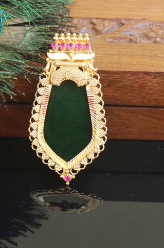 Kerala style gold plated palakka nagapadam pendant