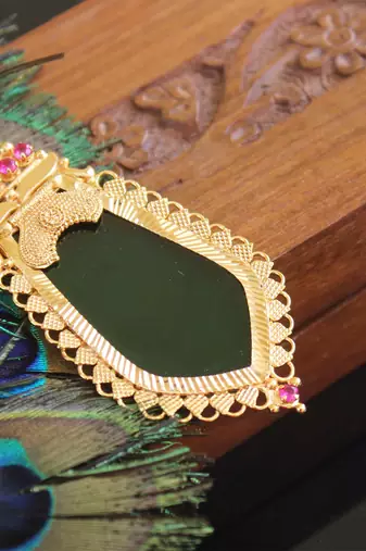 Kerala style gold plated palakka nagapadam pendant