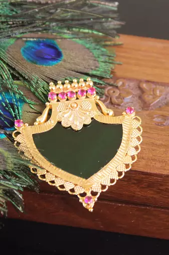 Kerala style gold plated palakka pendant