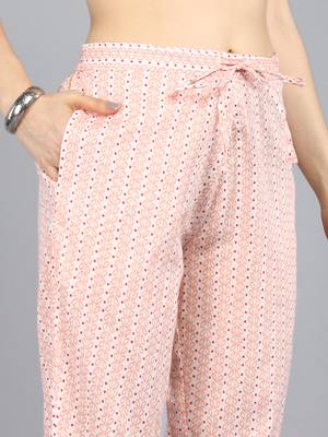 peach color printed rayon blend styles kurta trouser with dupatta 5
