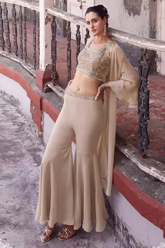 Chiku Hand Embellished Georgette Designer IndoWestern