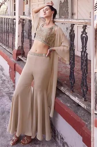 Chiku Hand Embellished Georgette Designer IndoWestern