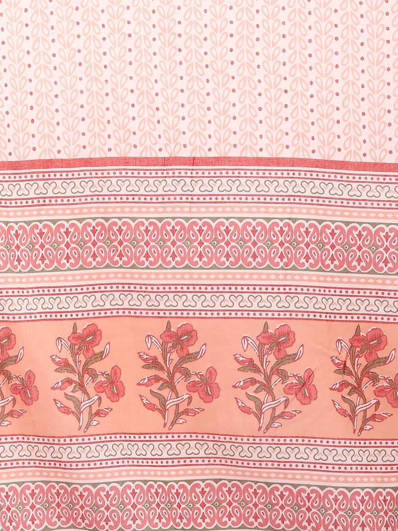 peach color printed rayon blend styles kurta trouser with dupatta