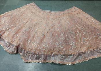 beige sequins net lehenga set choli with dupatta with dupatta 10