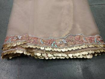 beige sequins net lehenga set choli with dupatta with dupatta 11