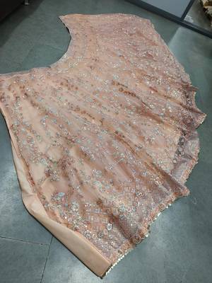 beige sequins net lehenga set choli with dupatta with dupatta 12