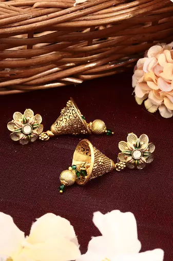 Gold Plated Floral Shaped Earring