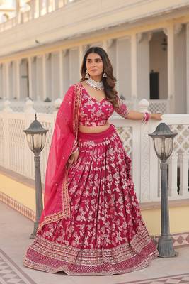  Designer Dyeable Viscose Jacquard Fabric Lehenga Choli & Dupatta Set  4