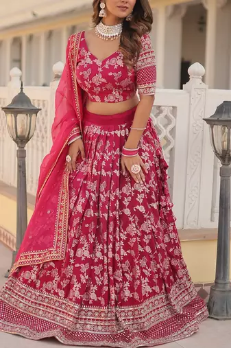  Designer Dyeable Viscose Jacquard Fabric Lehenga Choli & Dupatta Set 