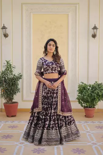  Designer Trending Dyeable Viscose Jacquard Fabric Lehenga Choli & Dupatta Set 
