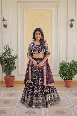  Designer Dyeable Viscose Jacquard Fabric Lehenga Choli & Dupatta Set  6