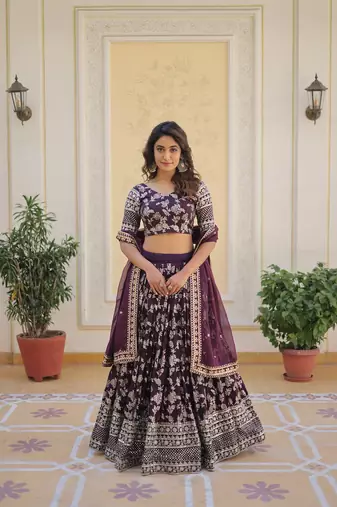  Designer Trending Dyeable Viscose Jacquard Fabric Lehenga Choli & Dupatta Set 