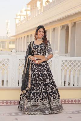  Designer Dyeable Viscose Jacquard Fabric Lehenga Choli & Dupatta Set  1