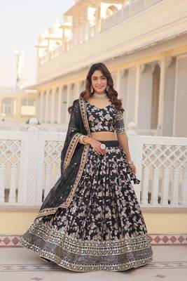  Designer Dyeable Viscose Jacquard Fabric Lehenga Choli & Dupatta Set  3