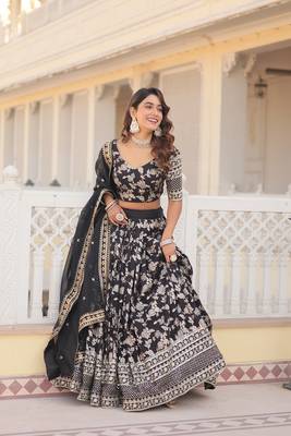  Designer Dyeable Viscose Jacquard Fabric Lehenga Choli & Dupatta Set  5