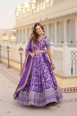  Designer Dyeable Viscose Jacquard Fabric Lehenga Choli & Dupatta Set  4