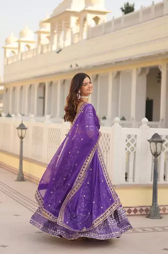  Designer Dyeable Viscose Jacquard Fabric Lehenga Choli & Dupatta Set 
