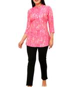 Muslin cotton print with foil short kurtis top