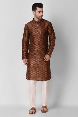 Maroon Printed Art Silk Stitched Kurta 1