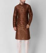 Maroon Printed Art Silk Stitched Kurta
