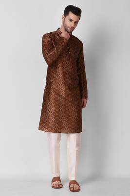 Maroon Printed Art Silk Stitched Kurta 2