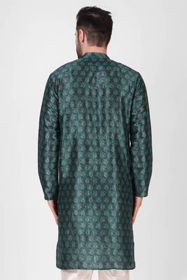 Teal Printed Art Silk Stitched Kurta 5