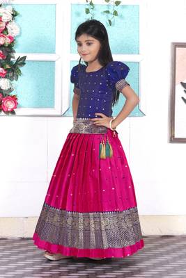Kids Rani Pink Lehenga Choli For Girls  3