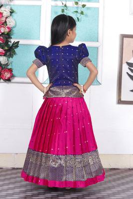 Kids Rani Pink Lehenga Choli For Girls  4