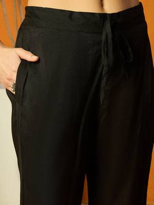 women black cotton blend floral printed straight kurta trouser with dupatta 5
