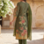women olive rayon blend floral printed straight kurta trouser with dupatta
