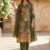 women olive rayon blend floral printed straight kurta trouser with dupatta