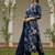 women blue cotton blend floral printed straight kurta trouser with dupatta
