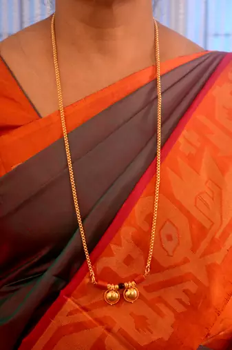 Golden mangalsutra LONG with double vati one gram gold