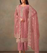 Peach organza embroidery work designer salwar suit
