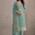 Sky blue organza embroidery work designer salwar suit