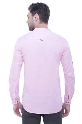 men's tailored fit baby pink cotton short kurta 2