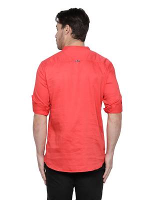 men's tailored fit salmon pink cotton short kurta 2