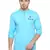 men's tailored fit turquoise blue cotton short kurta