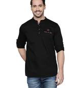 Kuons avenue men's tailored fit black cotton short kurta