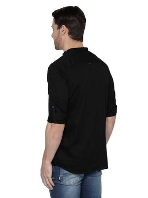 Kuons avenue men's tailored fit black cotton short kurta 2