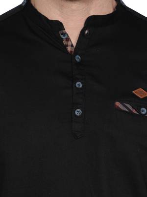 Kuons avenue men's tailored fit black cotton short kurta 5