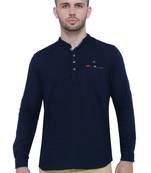 men's tailored fit indigo blue cotton short kurta