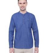 men's tailored fit atlantic blue short denim kurta