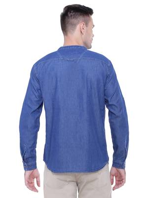 men's tailored fit atlantic blue short denim kurta 2
