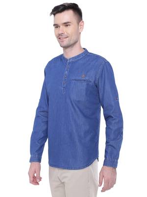 men's tailored fit atlantic blue short denim kurta 3