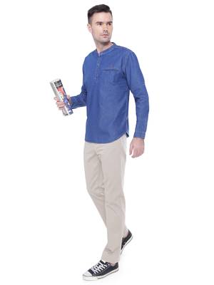 men's tailored fit atlantic blue short denim kurta 4