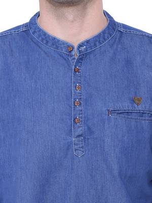 men's tailored fit atlantic blue short denim kurta 5